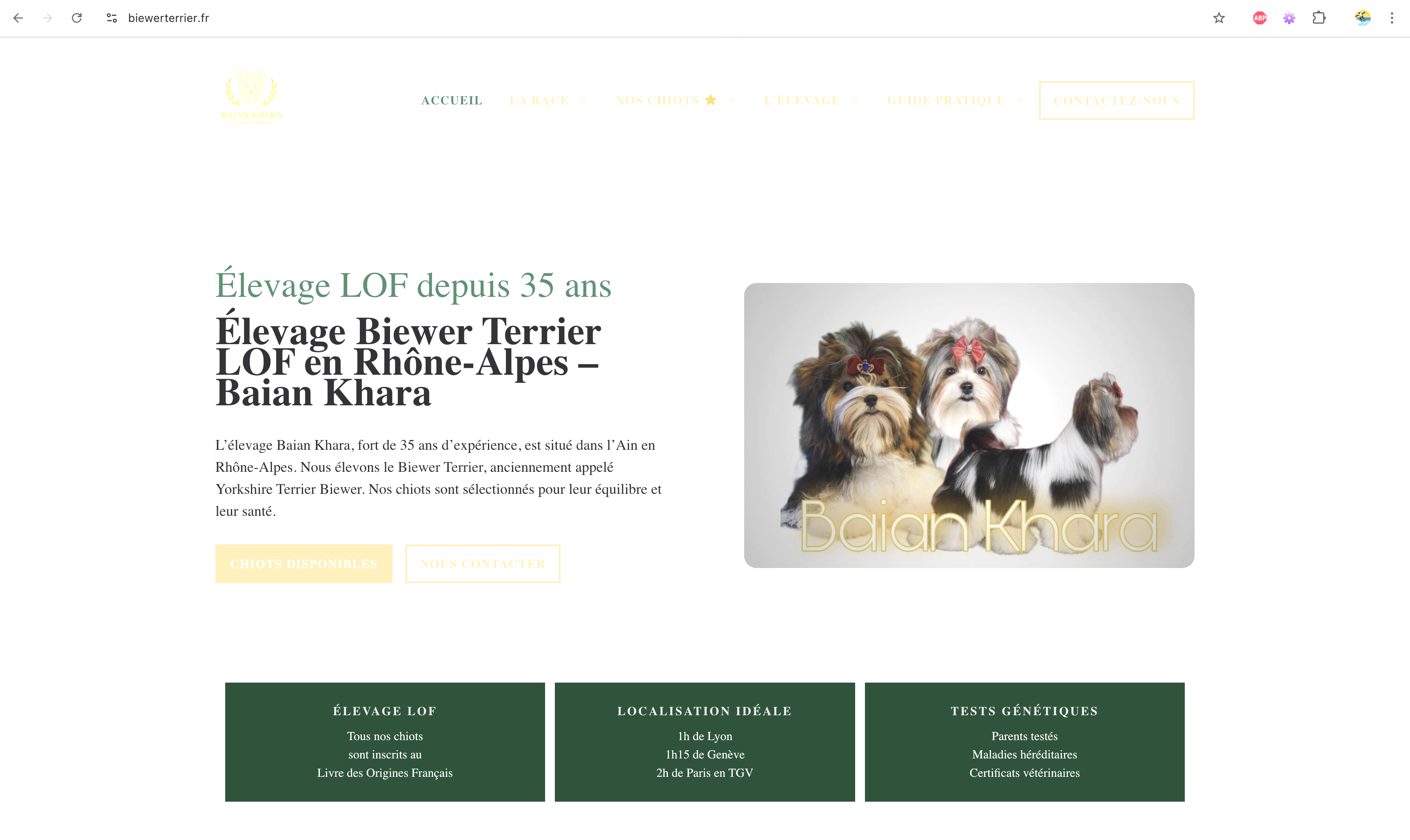 Capture du site Élevage Baian Khara