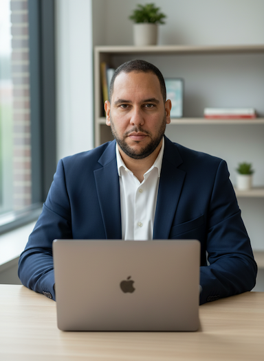 Selim Reggabi — co-fondateur OWAG, au travail sur son MacBook