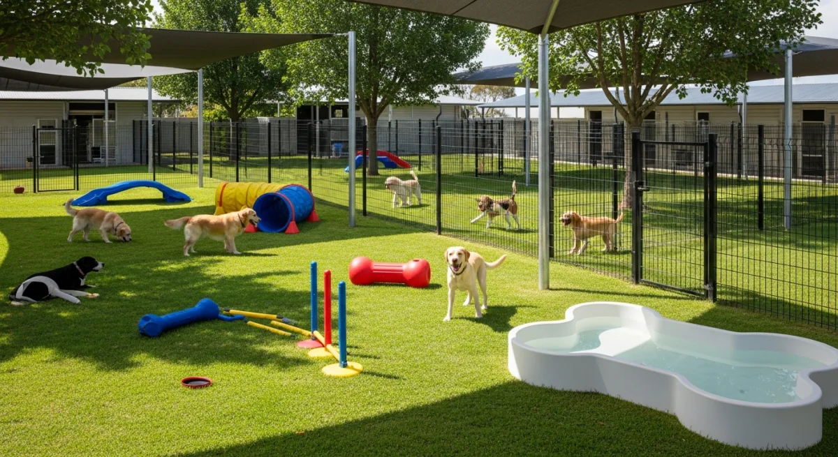 Installations extérieures de l'élevage de Akita Américain