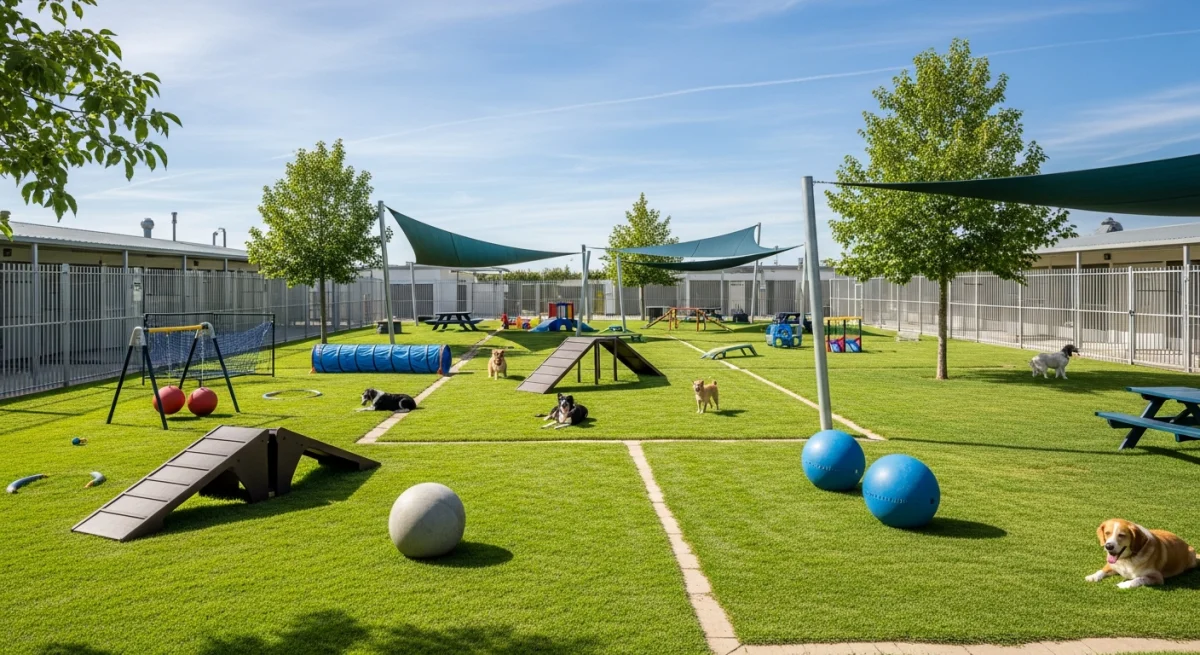 Installations extérieures de l'élevage de Bearded Collie