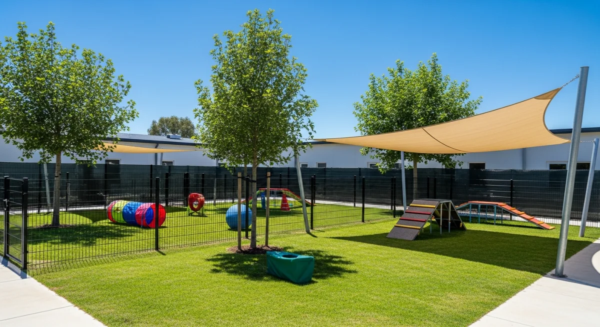 Installations extérieures de l'élevage de Bedlington Terrier