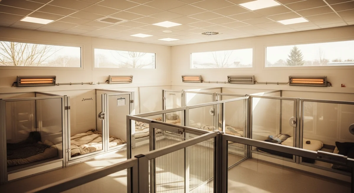 Installations intérieures de l'élevage de Braque De Weimar