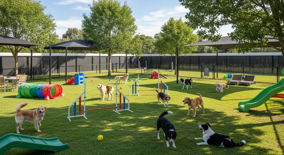 Installations extérieures de l'élevage de Caniche Moyen