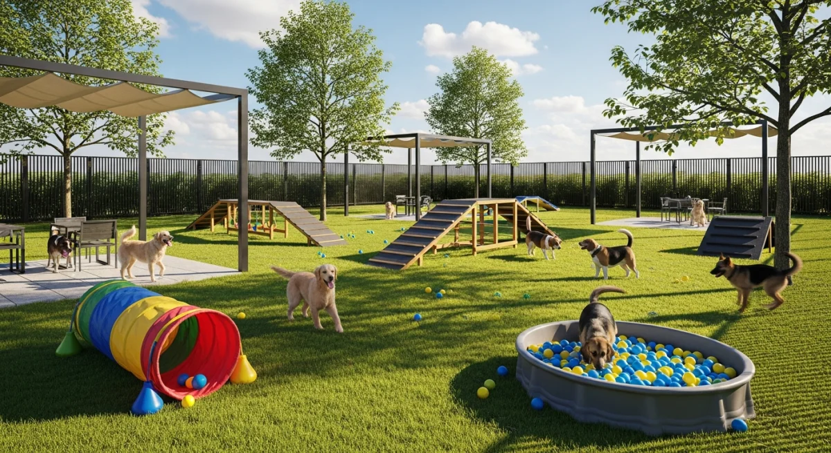 Installations extérieures de l'élevage de Caniche Nain