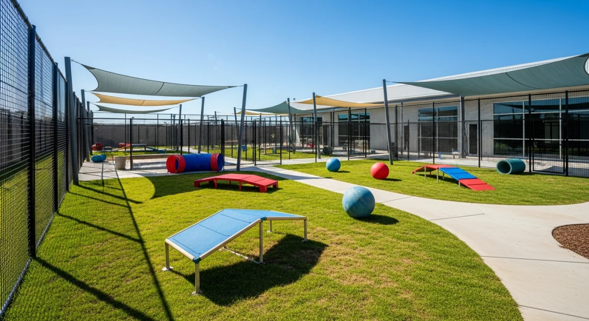 Installations extérieures de l'élevage de Chow Chow