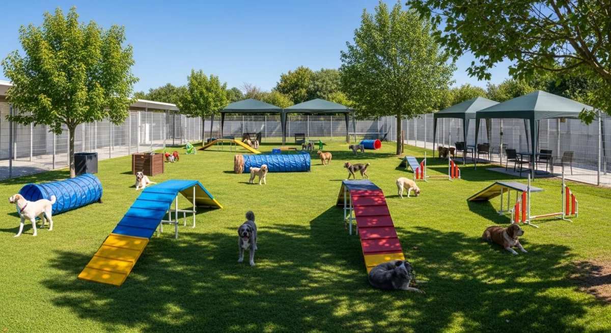 Installations extérieures de l'élevage de Épagneul Japonais