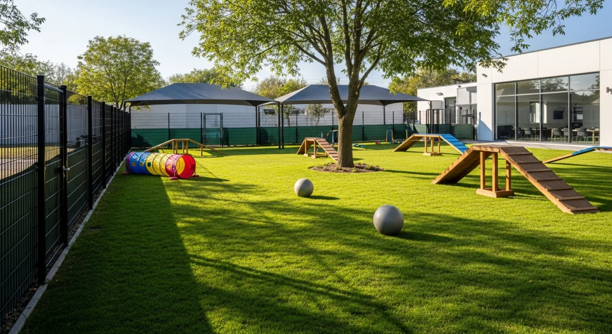 Installations extérieures de l'élevage de Épagneul Nain Continental