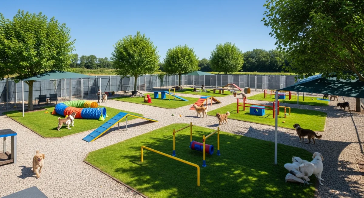 Installations extérieures de l'élevage de Épagneul Tibétain