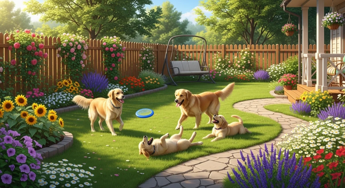 Installations extérieures de l'élevage de Golden Retriever