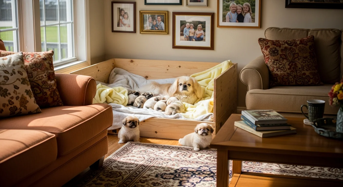 Installations intérieures de l'élevage de Pékinois