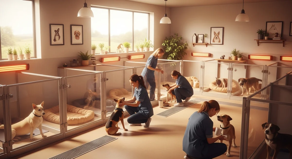 Installations intérieures de l'élevage de Samoyède