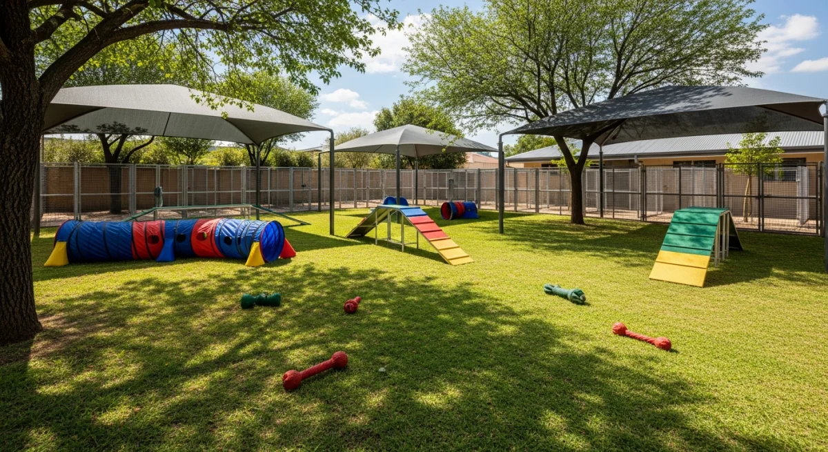 Installations extérieures de l'élevage de Shar Pei
