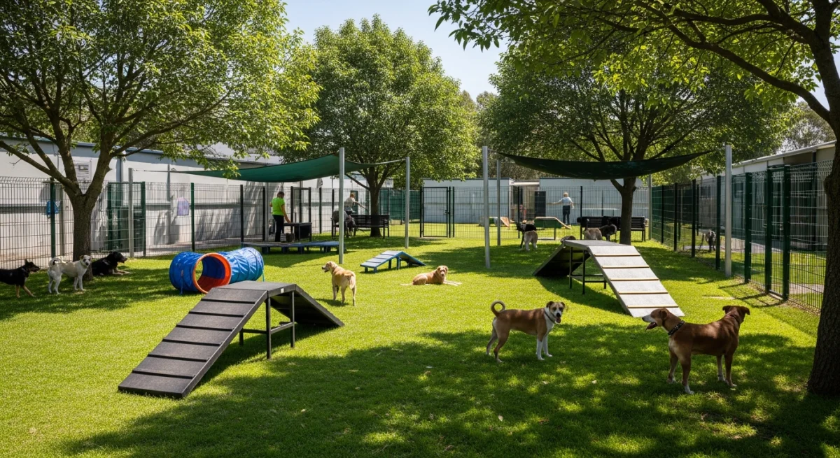 Installations extérieures de l'élevage de Terrier Du Tibet