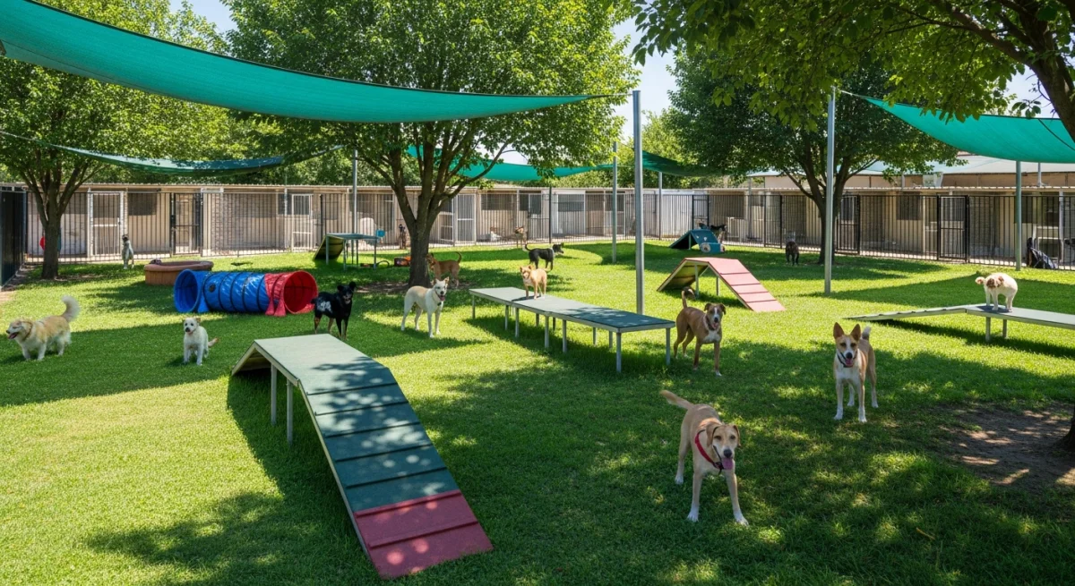 Installations extérieures de l'élevage de Terrier Écossais