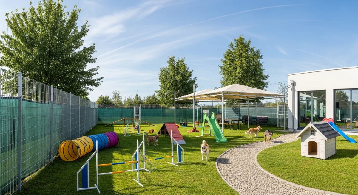 Installations extérieures de l'élevage de Terrier Noir Russe